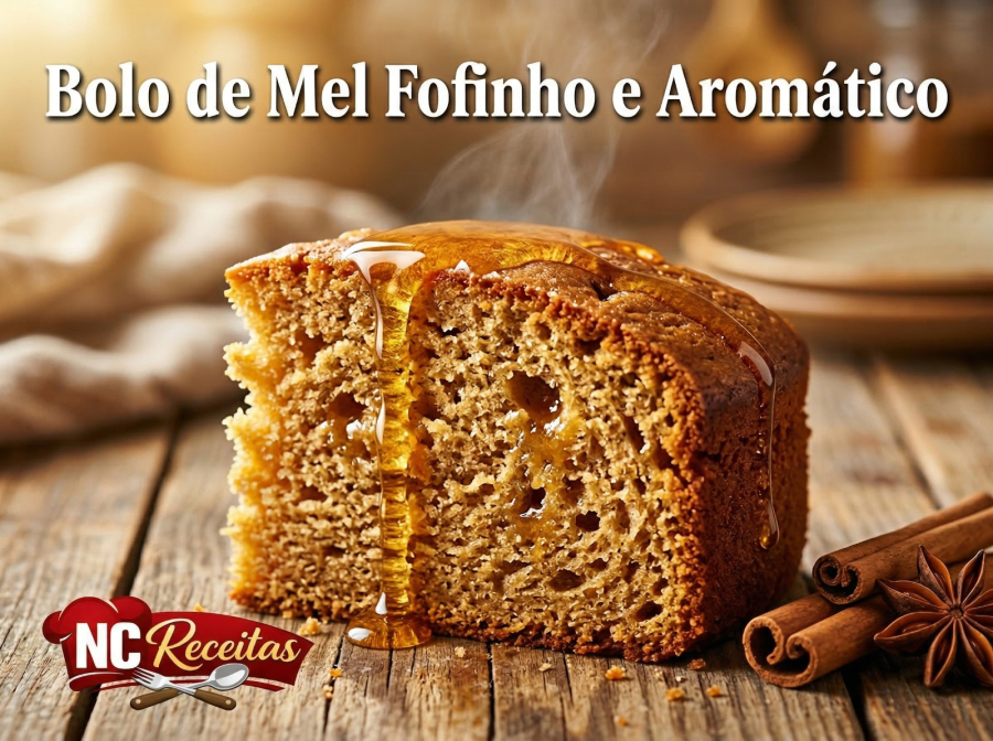 Bolo de mel fofinho e aromático: receita caseira fácil e irresistível