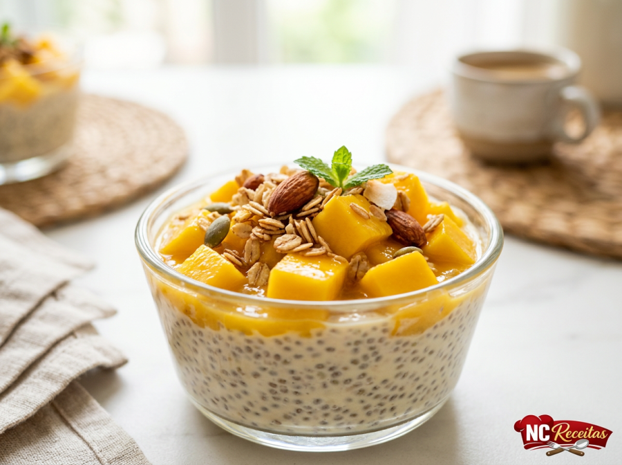 Pudim de Chia com Manga: café da manhã overnight prático e nutritivo