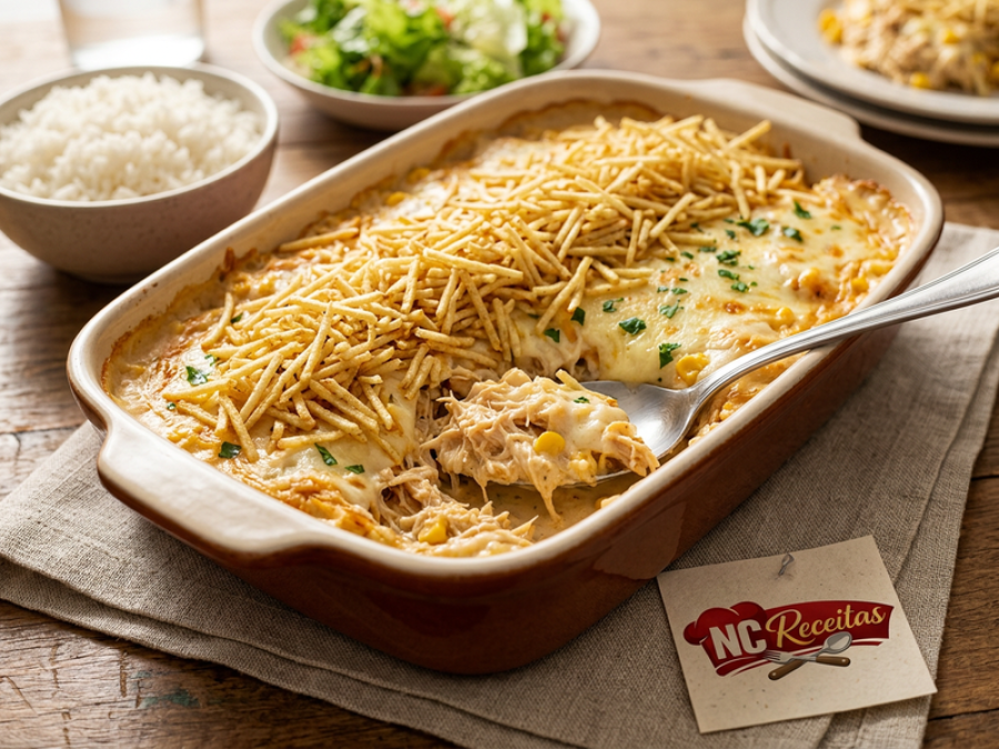 Fricassê de Frango Cremoso com Batata Palha: receita fácil, saborosa e perfeita para o almoço em família