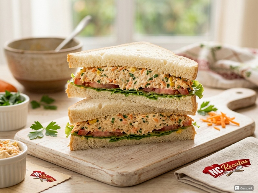 Sanduíche Natural de Frango Cremoso: receita leve, prática e perfeita para o dia a dia