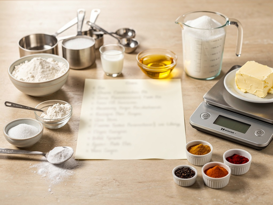 Checklist de ingredientes: medidas, equivalências e erros comuns